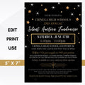 Black and gold silent auction fundraiser invitation